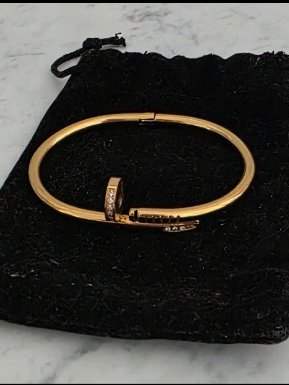 Gold Nail Hinged Bangle Bracelet Women Jewelry - Picture 2 of 5
